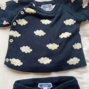 Jacadi navy sweater pant and top for newborn - 3mo